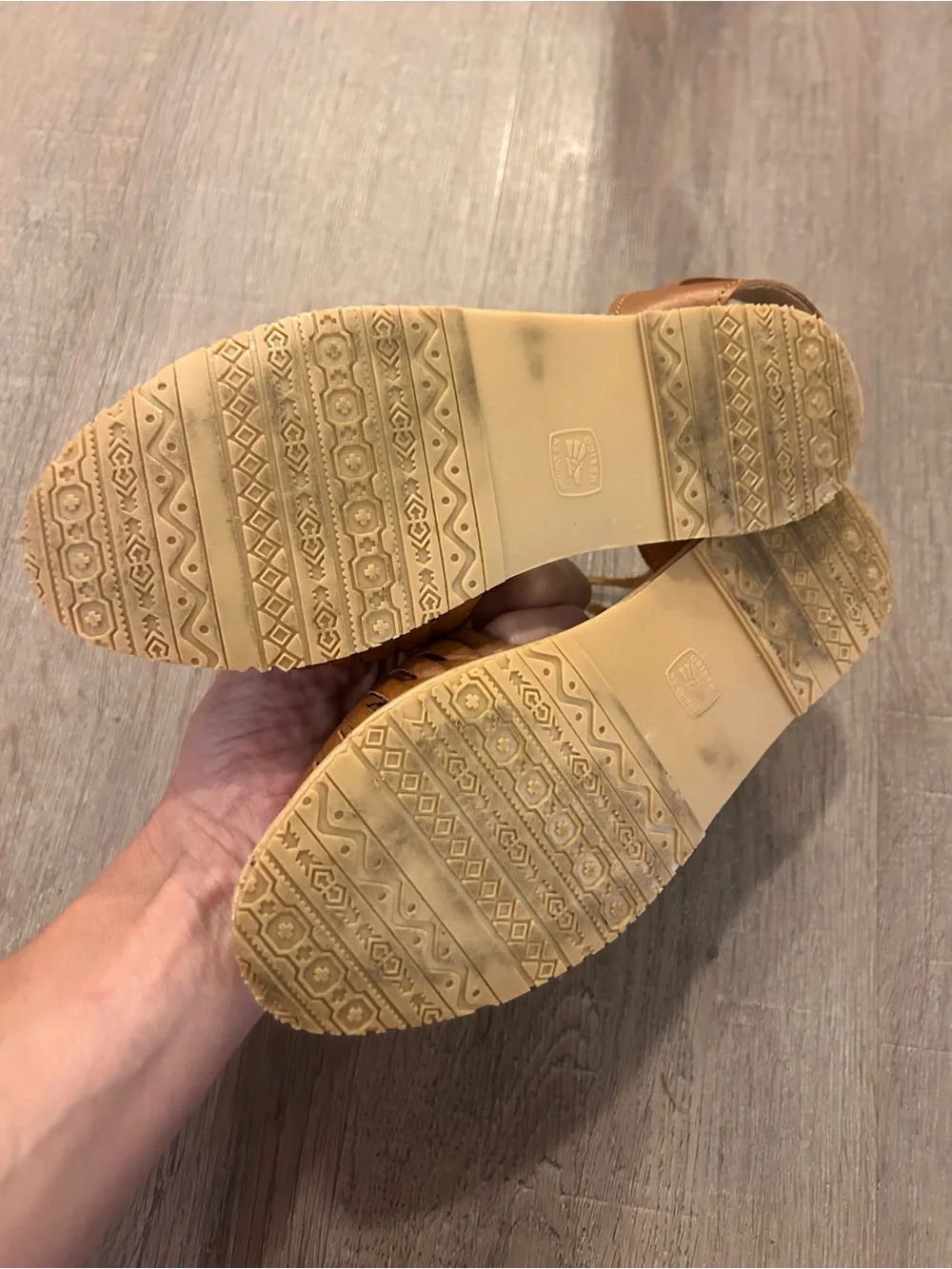Nuez Mexican Huarache Sandals Womens Size 5 Brown Sunflower Lace-Up